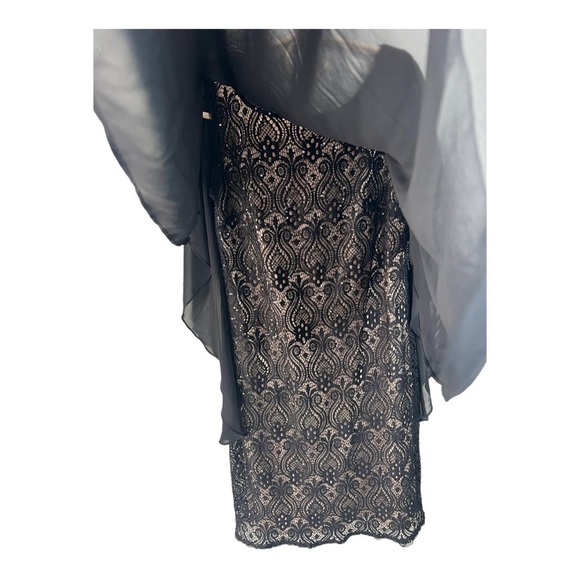 R&M Richards Cocktail Lace Knee Length Black Sequin Sheer Overlay Size 8 NEW - Picture 3 of 16